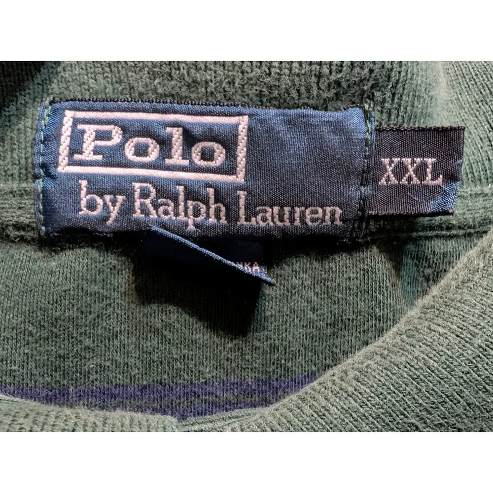 Polo Ralph Lauren Mens XXL Green Navy Blue Striped Short Sleeve Polo Shirt Pony
